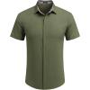 imageCOOFANDY Mens Linen Shirt Casual Short Sleeve Button Down Shirts Summer Beach Vacation TopsArmy Green