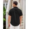 imageCOOFANDY Mens Linen Shirt Casual Short Sleeve Button Down Shirts Summer Beach Vacation TopsBlack