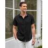 imageCOOFANDY Mens Linen Shirt Casual Short Sleeve Button Down Shirts Summer Beach Vacation TopsBlack
