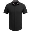 imageCOOFANDY Mens Linen Shirt Casual Short Sleeve Button Down Shirts Summer Beach Vacation TopsBlack