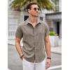 imageCOOFANDY Mens Linen Shirt Casual Short Sleeve Button Down Shirts Summer Beach Vacation TopsBrown
