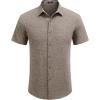 imageCOOFANDY Mens Linen Shirt Casual Short Sleeve Button Down Shirts Summer Beach Vacation TopsBrown