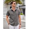 imageCOOFANDY Mens Linen Shirt Casual Short Sleeve Button Down Shirts Summer Beach Vacation TopsDark Gray