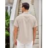 imageCOOFANDY Mens Linen Shirt Casual Short Sleeve Button Down Shirts Summer Beach Vacation TopsKhaki
