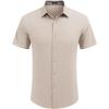imageCOOFANDY Mens Linen Shirt Casual Short Sleeve Button Down Shirts Summer Beach Vacation TopsKhaki