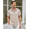imageCOOFANDY Mens Linen Shirt Casual Short Sleeve Button Down Shirts Summer Beach Vacation TopsKhaki