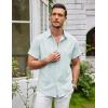 imageCOOFANDY Mens Linen Shirt Casual Short Sleeve Button Down Shirts Summer Beach Vacation TopsLight Blue
