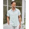 imageCOOFANDY Mens Linen Shirt Casual Short Sleeve Button Down Shirts Summer Beach Vacation TopsLight Blue
