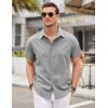 imageCOOFANDY Mens Linen Shirt Casual Short Sleeve Button Down Shirts Summer Beach Vacation TopsLight Gray