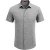 imageCOOFANDY Mens Linen Shirt Casual Short Sleeve Button Down Shirts Summer Beach Vacation TopsLight Gray