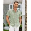 imageCOOFANDY Mens Linen Shirt Casual Short Sleeve Button Down Shirts Summer Beach Vacation TopsLight Green