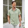 imageCOOFANDY Mens Linen Shirt Casual Short Sleeve Button Down Shirts Summer Beach Vacation TopsLight Green