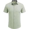 imageCOOFANDY Mens Linen Shirt Casual Short Sleeve Button Down Shirts Summer Beach Vacation TopsLight Green