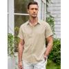 imageCOOFANDY Mens Linen Shirt Casual Short Sleeve Button Down Shirts Summer Beach Vacation TopsLight Khaki