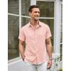 imageCOOFANDY Mens Linen Shirt Casual Short Sleeve Button Down Shirts Summer Beach Vacation TopsLight Pink