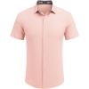 imageCOOFANDY Mens Linen Shirt Casual Short Sleeve Button Down Shirts Summer Beach Vacation TopsLight Pink