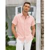imageCOOFANDY Mens Linen Shirt Casual Short Sleeve Button Down Shirts Summer Beach Vacation TopsLight Pink