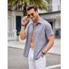 imageCOOFANDY Mens Linen Shirt Casual Short Sleeve Button Down Shirts Summer Beach Vacation TopsNavy Blue