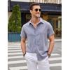 imageCOOFANDY Mens Linen Shirt Casual Short Sleeve Button Down Shirts Summer Beach Vacation TopsNavy Blue