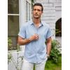 imageCOOFANDY Mens Linen Shirt Casual Short Sleeve Button Down Shirts Summer Beach Vacation TopsSky Blue