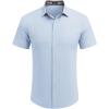 imageCOOFANDY Mens Linen Shirt Casual Short Sleeve Button Down Shirts Summer Beach Vacation TopsSky Blue