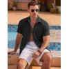 imageCOOFANDY Mens Linen Short Sleeve Button Down Shirts Casual Summer Beach Vacation ShirtsBlack