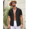 imageCOOFANDY Mens Linen Short Sleeve Button Down Shirts Casual Summer Beach Vacation ShirtsBlack