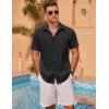 imageCOOFANDY Mens Linen Short Sleeve Button Down Shirts Casual Summer Beach Vacation ShirtsBlack