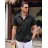 imageCOOFANDY Mens Linen Short Sleeve Button Down Shirts Casual Summer Beach Vacation ShirtsBlack