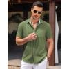 imageCOOFANDY Mens Linen Short Sleeve Button Down Shirts Casual Summer Beach Vacation ShirtsChive