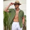 imageCOOFANDY Mens Linen Short Sleeve Button Down Shirts Casual Summer Beach Vacation ShirtsChive