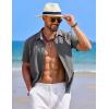 imageCOOFANDY Mens Linen Short Sleeve Button Down Shirts Casual Summer Beach Vacation ShirtsGranite Gray