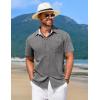 imageCOOFANDY Mens Linen Short Sleeve Button Down Shirts Casual Summer Beach Vacation ShirtsGranite Gray