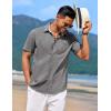 imageCOOFANDY Mens Linen Short Sleeve Button Down Shirts Casual Summer Beach Vacation ShirtsGranite Gray