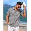 imageCOOFANDY Mens Linen Short Sleeve Button Down Shirts Casual Summer Beach Vacation ShirtsHarbor Mist