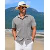 imageCOOFANDY Mens Linen Short Sleeve Button Down Shirts Casual Summer Beach Vacation ShirtsHarbor Mist