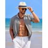 imageCOOFANDY Mens Linen Short Sleeve Button Down Shirts Casual Summer Beach Vacation ShirtsHarbor Mist