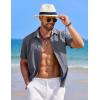 imageCOOFANDY Mens Linen Short Sleeve Button Down Shirts Casual Summer Beach Vacation ShirtsMedieval Blue