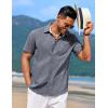 imageCOOFANDY Mens Linen Short Sleeve Button Down Shirts Casual Summer Beach Vacation ShirtsMedieval Blue