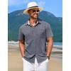 imageCOOFANDY Mens Linen Short Sleeve Button Down Shirts Casual Summer Beach Vacation ShirtsMedieval Blue