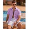 imageCOOFANDY Mens Linen Short Sleeve Button Down Shirts Casual Summer Beach Vacation ShirtsPurple Rose