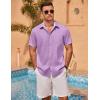 imageCOOFANDY Mens Linen Short Sleeve Button Down Shirts Casual Summer Beach Vacation ShirtsPurple Rose