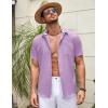 imageCOOFANDY Mens Linen Short Sleeve Button Down Shirts Casual Summer Beach Vacation ShirtsPurple Rose