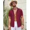 imageCOOFANDY Mens Linen Short Sleeve Button Down Shirts Casual Summer Beach Vacation ShirtsRed Dahlia