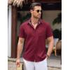 imageCOOFANDY Mens Linen Short Sleeve Button Down Shirts Casual Summer Beach Vacation ShirtsRed Dahlia