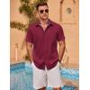 imageCOOFANDY Mens Linen Short Sleeve Button Down Shirts Casual Summer Beach Vacation ShirtsRed Dahlia