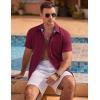 imageCOOFANDY Mens Linen Short Sleeve Button Down Shirts Casual Summer Beach Vacation ShirtsRed Dahlia