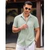 imageCOOFANDY Mens Linen Short Sleeve Button Down Shirts Casual Summer Beach Vacation ShirtsSea Foam