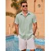 imageCOOFANDY Mens Linen Short Sleeve Button Down Shirts Casual Summer Beach Vacation ShirtsSea Foam
