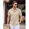 imageCOOFANDY Mens Linen Short Sleeve Button Down Shirts Casual Summer Beach Vacation ShirtsShortbread